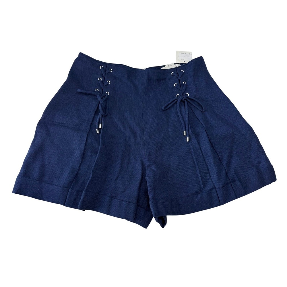Club Monaco Ditmas Navy Lace Up High Waisted Shorts Size 2 NEW MSRP 129